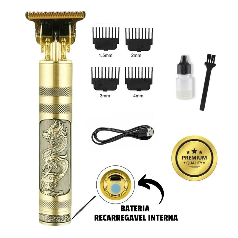 APARADOR MAQUINA DE BARBEAR E CORTAR CABELO PROFISSIONAL VINTAGE BUDA OU DRAGAO RECARREGAVEL POR USB E SEM FIO