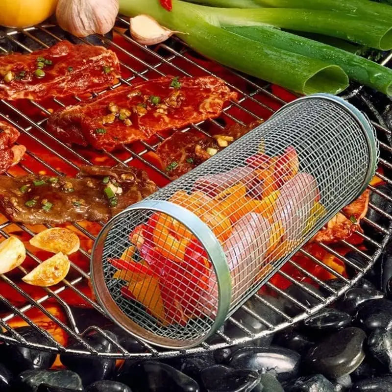 GrillMate - Cesta Inoxidável para Churrasco ao Ar Livre