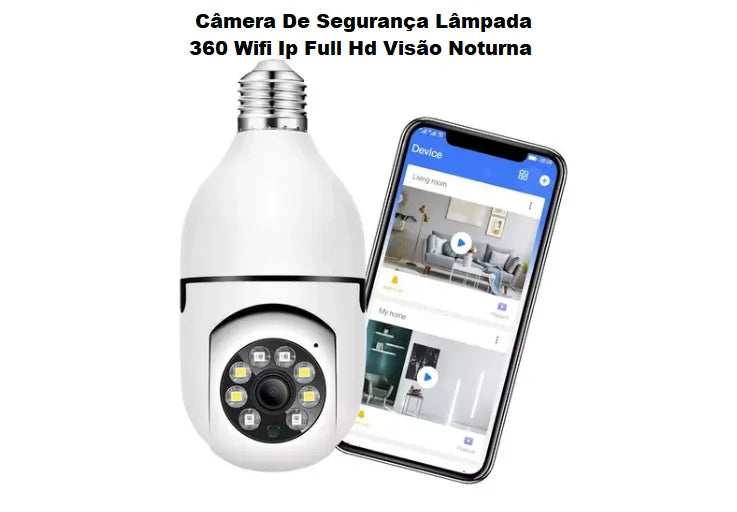 Câmera Wi-fi Inteligente 360° Com Visão Noturna HD